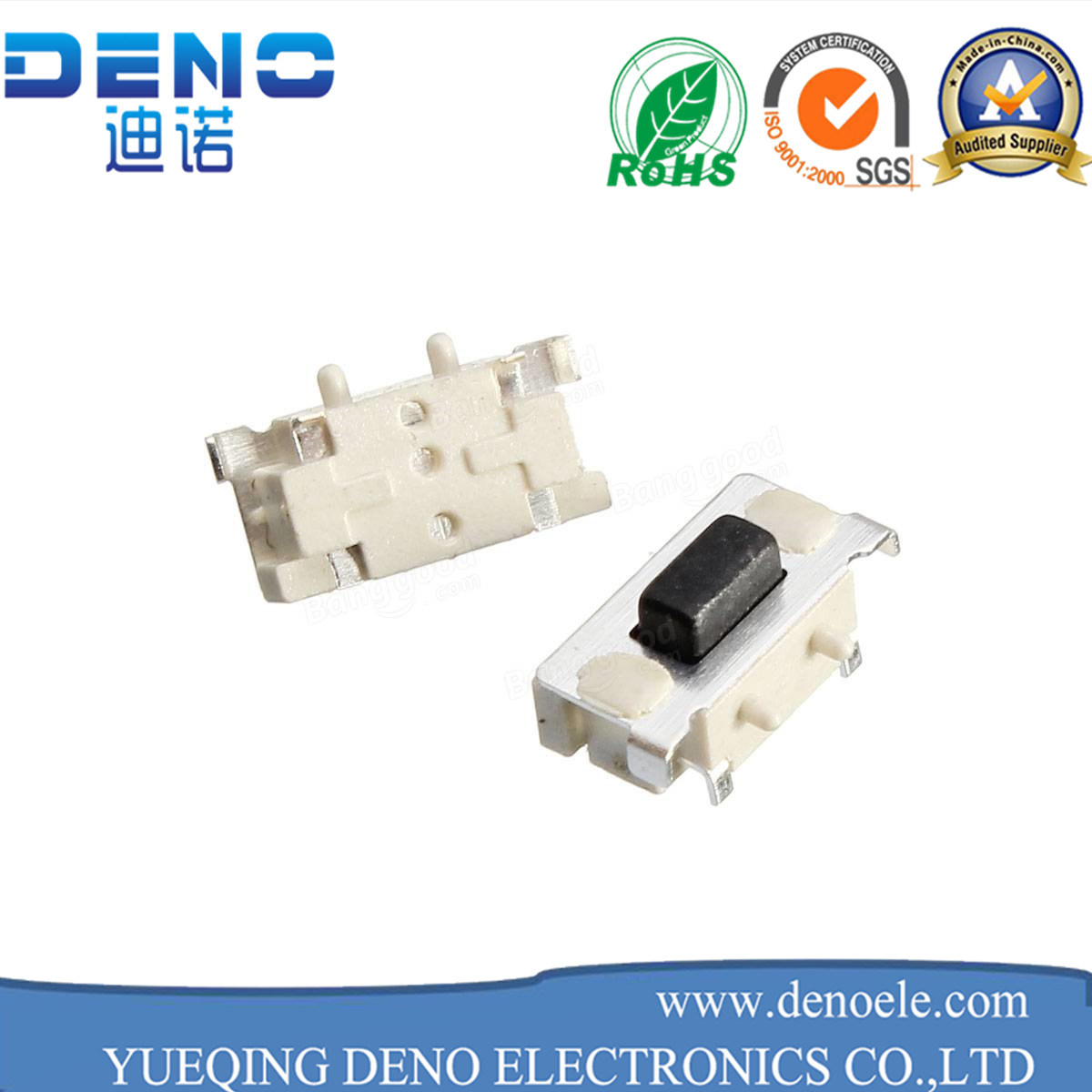 White Insulator RoHS Compliant 12V SMT Type Tactile Switch