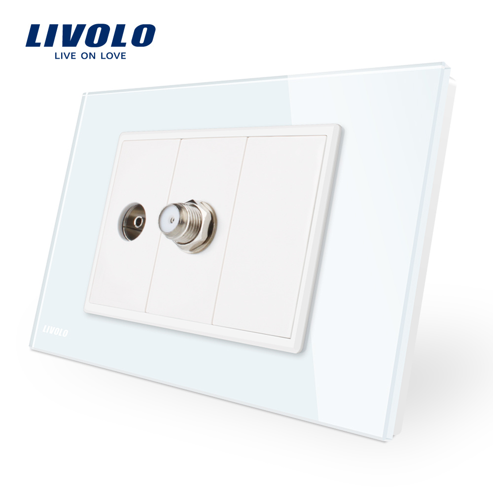 Livolo Luxury TV & Satv Socket with Glass Panel Vl-C91V1st-11