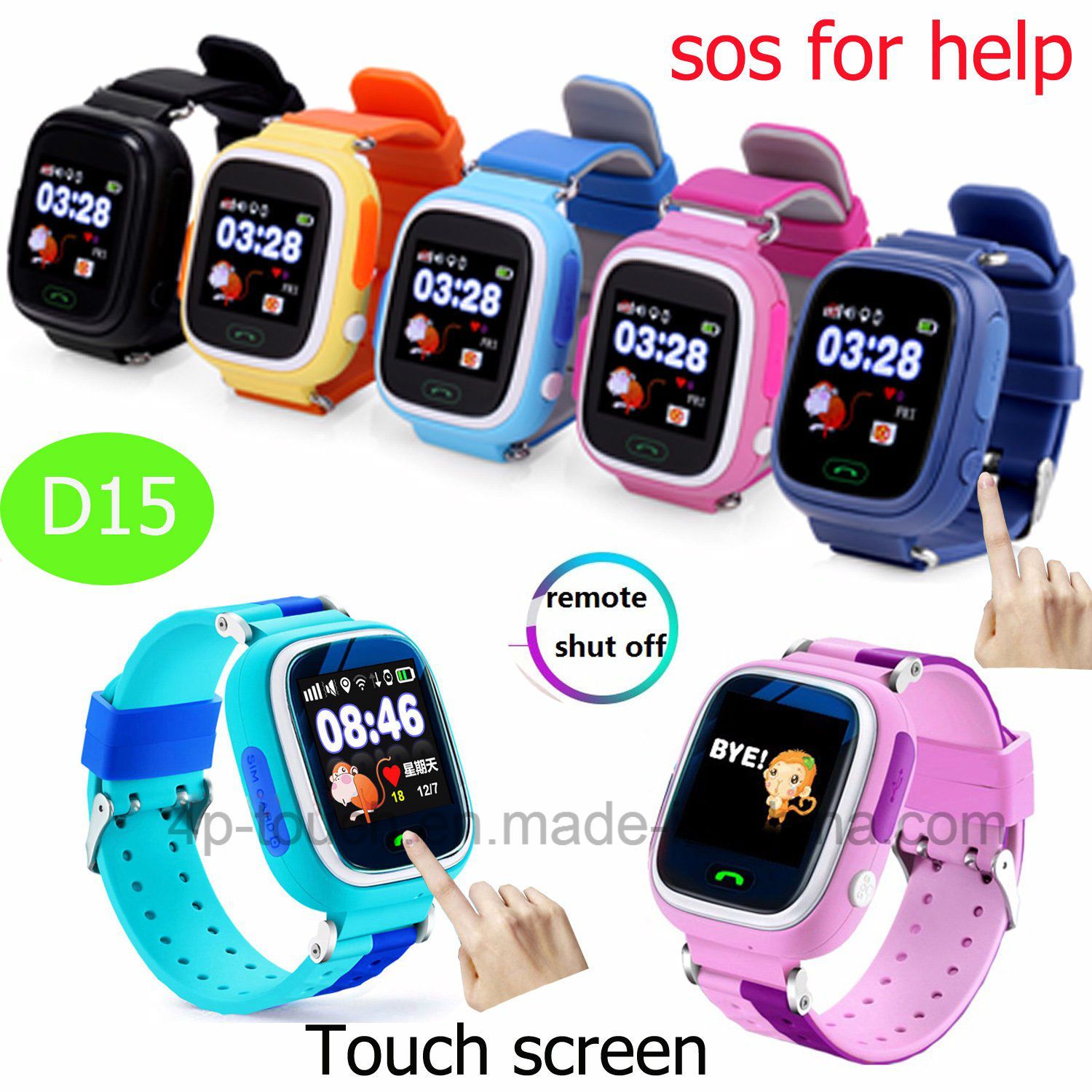 Safety Kids GPS Tracker Watch with Sos Emergency Call D15 - GPS Tracker ...