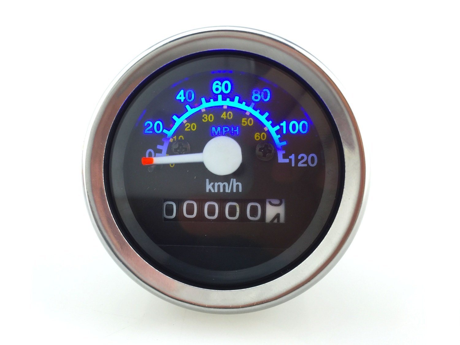 Motorcycle Odometer Mph Kph Speedometer Gauge Blue LED Backlight Signal Light