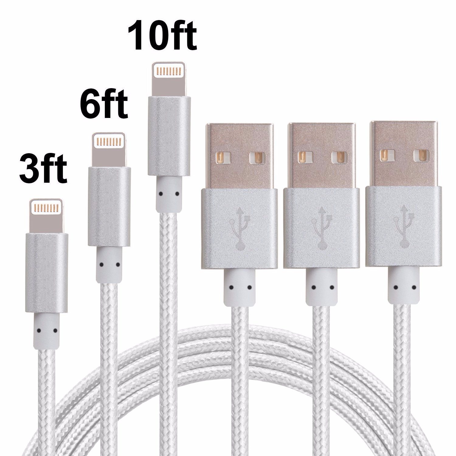 3FT Nylon Braided 8 Pin Lightning Cable Cord USB Charging Cable Charger for iPhone
