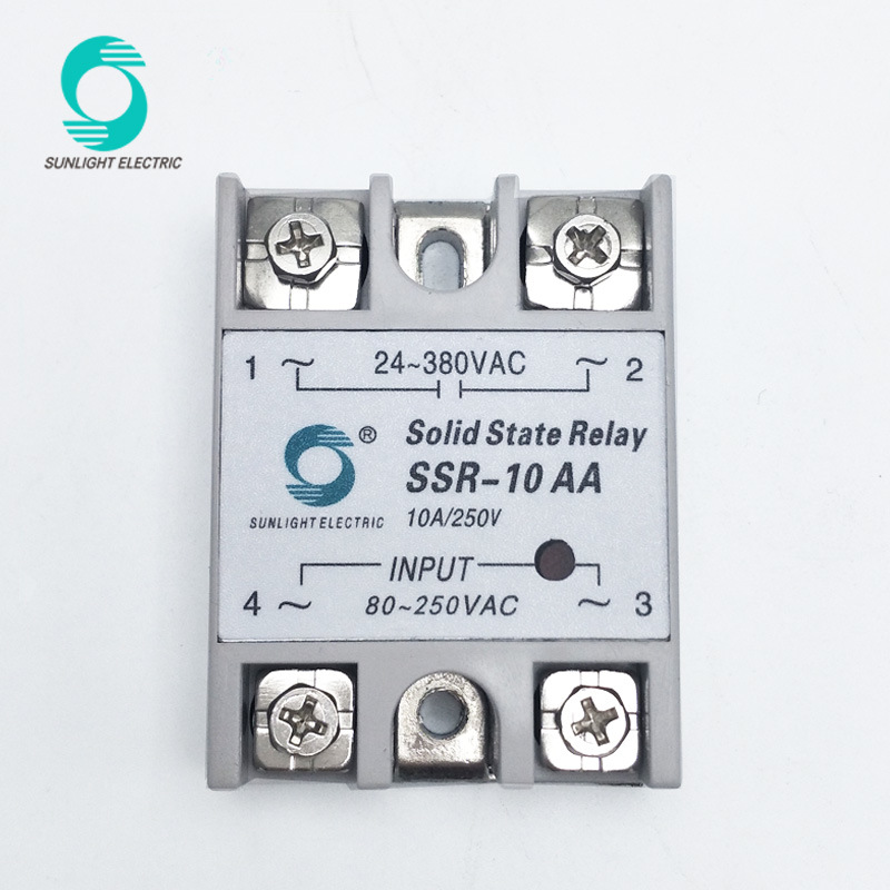 SSR-10AA 10A Input 90V to 250V AC Output 24V to 240V AC Single Phase SSR Relay Solid State Relay