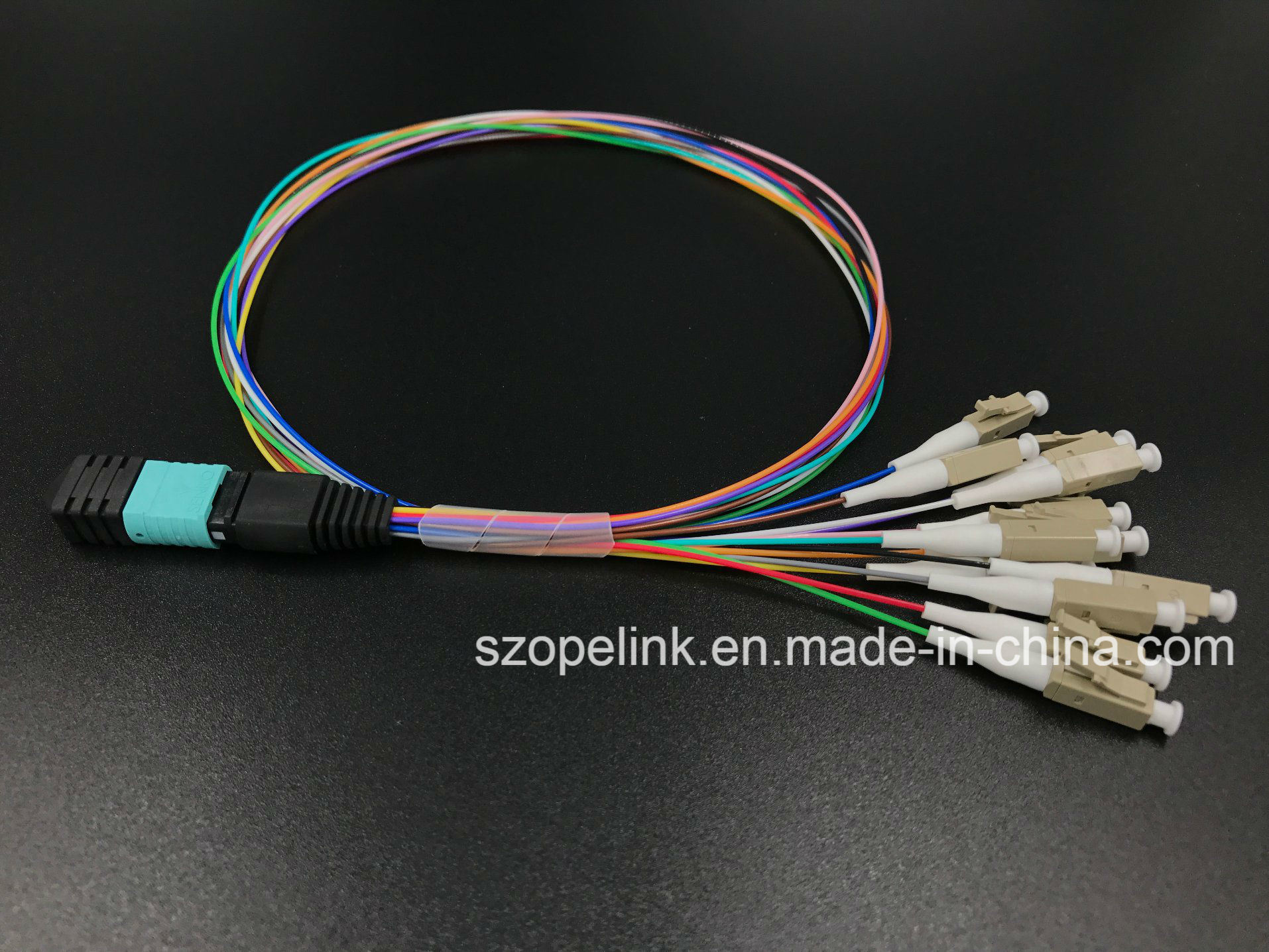 Fiber Optic Patchcord MPO-LC Harness Patch Cord 12 Fiber Om3 Qsfp Qsfp28