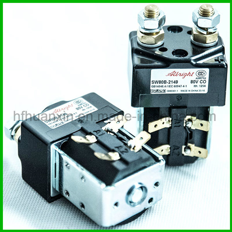 Albright DC Main Contactor 80V 125A Spst DC Contactor Model Sw80b-2149 for Electric Industrial Trucks Updated Version of Sw80b-62 Sw80b-421t Zapi B8sw11