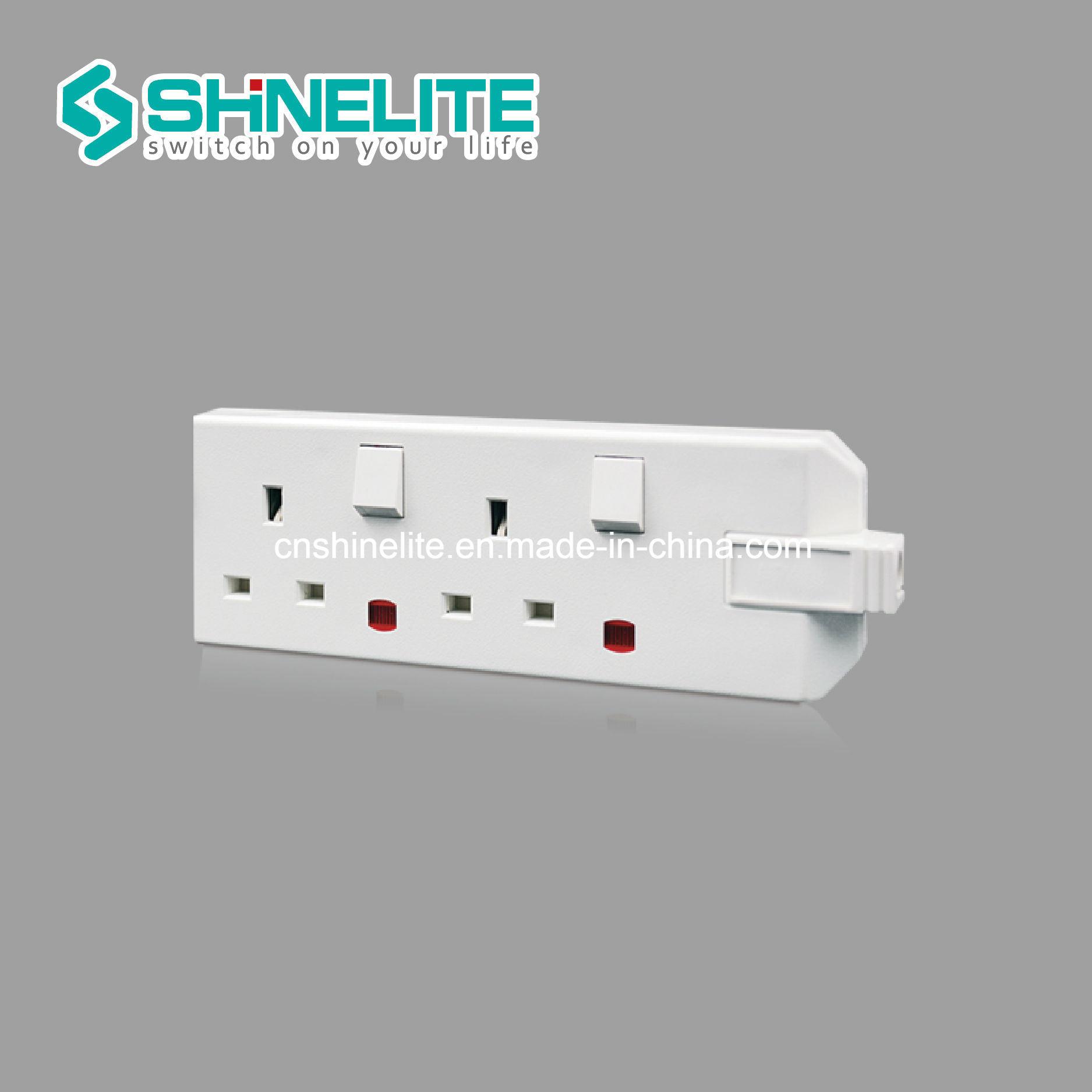 Professional White Color 2 Gang Extension Switched Socket with Neon