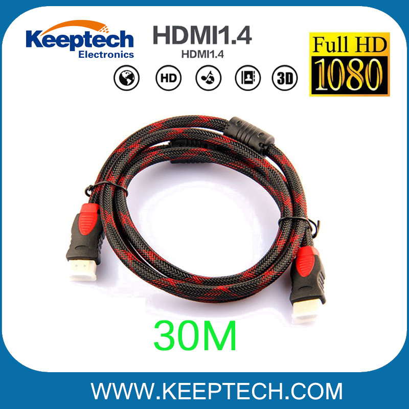 Wholesale Price for Nylon Braided HDMI Cable 30m Male to Male 1.4V 3D 1080P