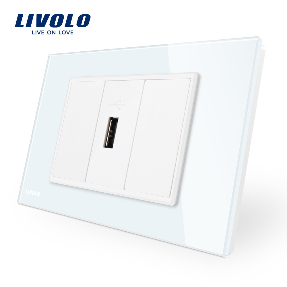 Livolo 1 Gang USB Socket (2.1A, 5V) Wall Powerpoints with Plug Vl-C91USB-11