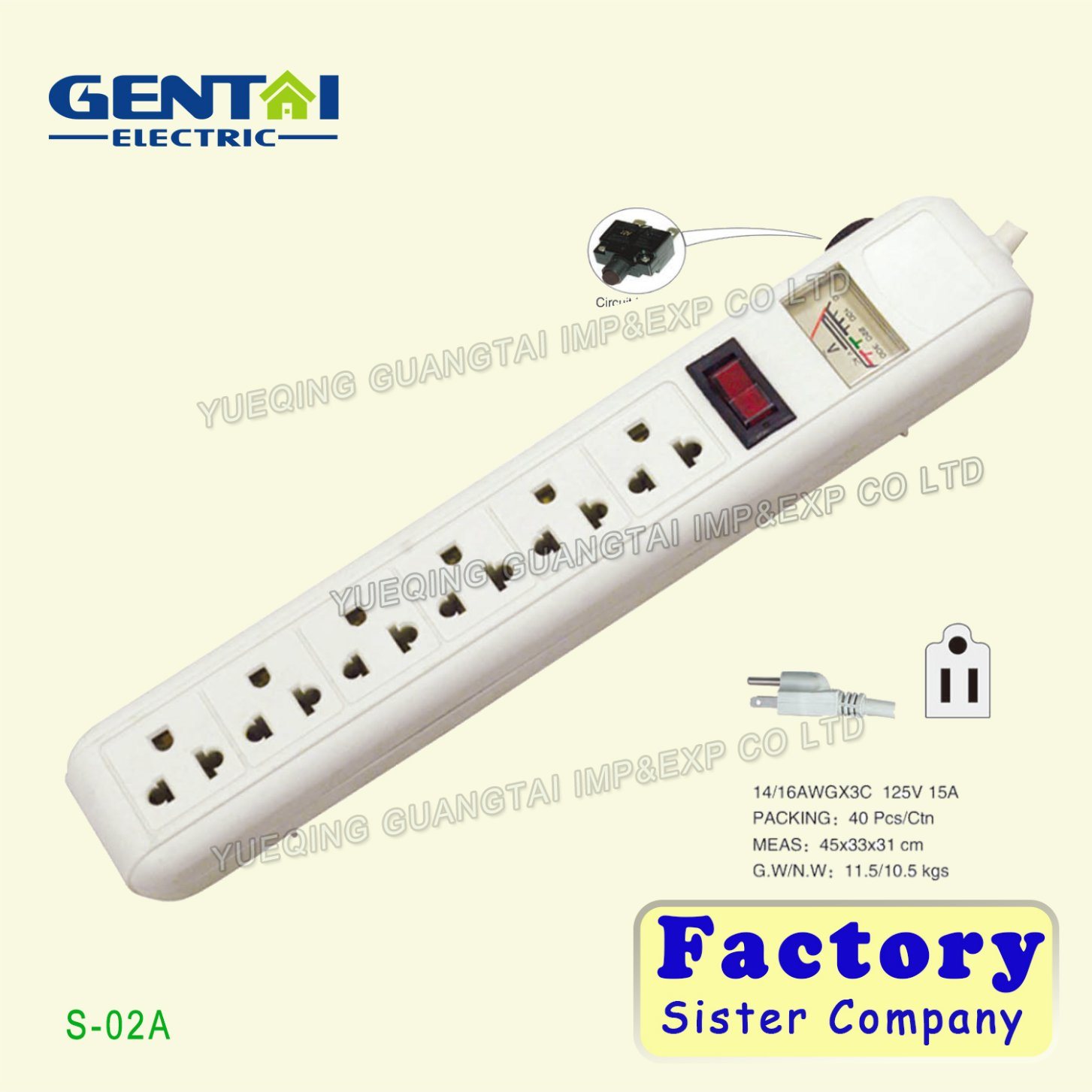 6 Way Electrical Universal Power Strip with Switch and Voltmeter