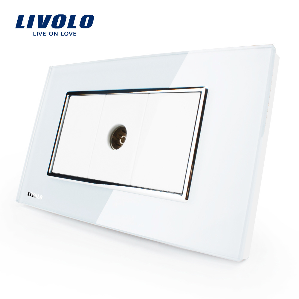 Livolo 1 Gang Standard Wall Crystal Glass Home TV Socket (VL-C391V-81/82(TV))