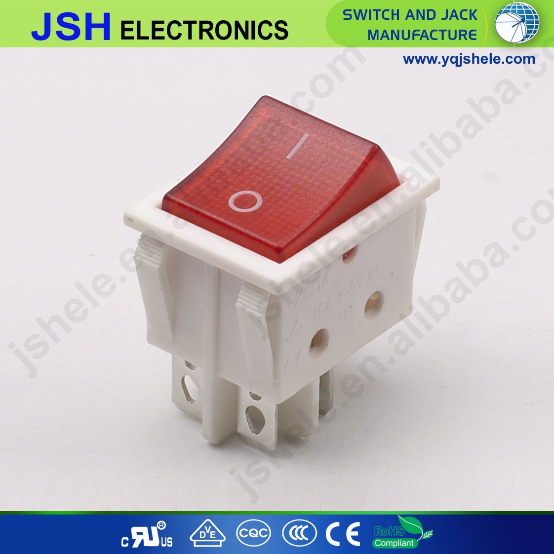 Waterproof Rocker Switch with Red Light 4pin From China Supplier