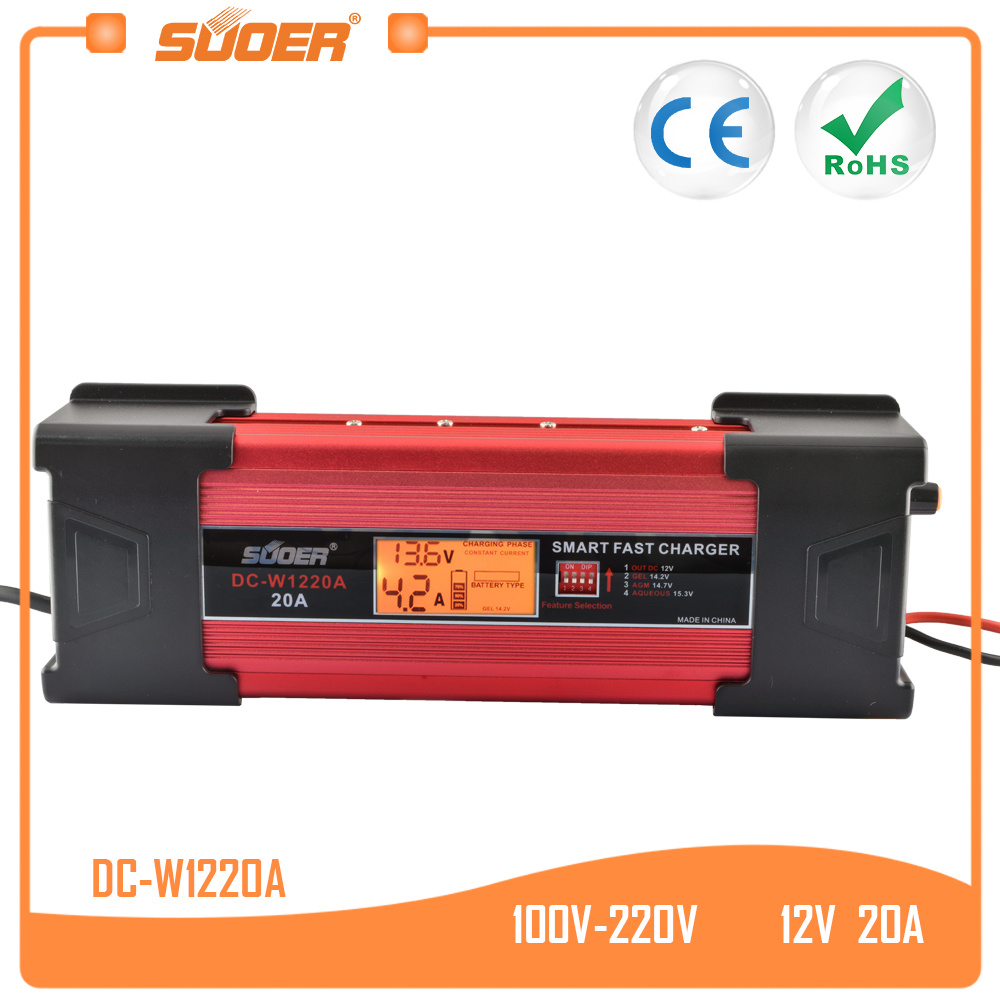 Suoer 20A 12 Volt Intelligent Lead Acid Car Battery Charger with Ce (DC-W1220A)