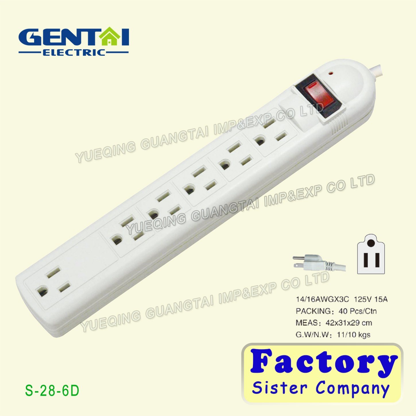 Factory Offered 6 Outlet Multi Function Energy Saving Power Strip