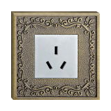 Wall Electrical Socket with Brass Faceplate