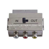Nickel-Plated Connector Scart Plug to 3RCA Jack