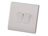 2 Gang BS Wall Light Switch with Hook Cap