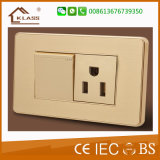 Brushed Aluminum Golden Color Commercial Indoor Light Switch Socket