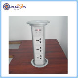 Silver One-Key Intelligence Pop up Desktop Socket with 3 Universal Power and 2 USB Charger for Kitchen