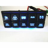 12V / 24V 5-Pin Water Resistant Water Pump Switch W/ Blue LED Backlight for Car & Yacht - Black
