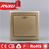 Golden Color Surface Mounting Switch Installed Outside The Wall