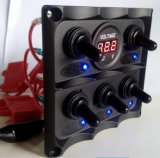 5 Gang LED Toggle Switch Panel Digital Battery Voltmeter for Caravan RV Boat Marine