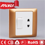 10A Champagne Color PC Material Switch and Socket