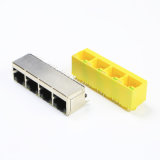 1X4 Ports Top Entry LED RJ45 PCB Connector