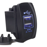 Car Boat Dual USB Charger Hub Rocker Switch on/off Push Blue LED Light 12V Motor