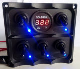 Caravan RV Boat Marine 5 Gang LED Toggle Switch Panel Digital Battery Voltmeter