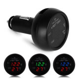 3 in 1 USB Car Charger LED Digital Voltmeter Thermometer & Temperature Monitor USB Mobile Phone Charger 12V to 24V