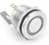 Hyperplane 19mm Reset Stainless Steel LED Illuminated Pushbutton Switch