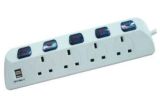 UK Extension Strip with USB, UK Power Strip with USB