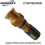 Male Coaxial Cable Compression CCTV BNC Plug for RG6 (CT5078G/RG6)