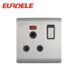 15A Sliver Color Stainless Steel Switched Socket with Light