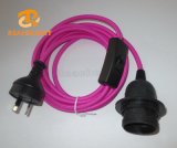 SAA Power Cord Plug with Switch and Light Socket Fabric Round Wire with Colors with 2 Prong Australia