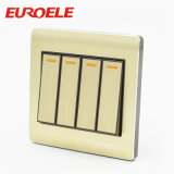 Aluminum Plate Gold Color 4 Gang Wall Switch
