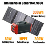 Portable Power Pack with AC/DC/USB & 80W Foldable Solar Panel