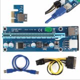 6-Pin Powered PCI-E PCI Express Riser 1X to 16X PCI-E USB 3.0 Adapter Card with USB Extension Cable