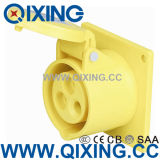 Cee Yellow 32A Straight Type Panel Mounted Socket