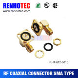 Right Angle 4 Hole Flange Mount Female Jack Waterproof SMA Connector