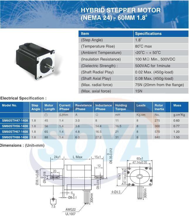 NEMA 24 1.8 Degree Hybrid Stepper Motor for Machinery - Stepper Motor ...